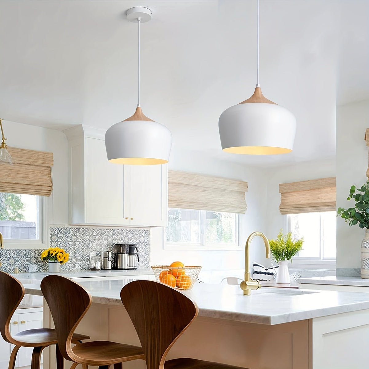 Scandinavian Iron & Wood Grain Pendant
