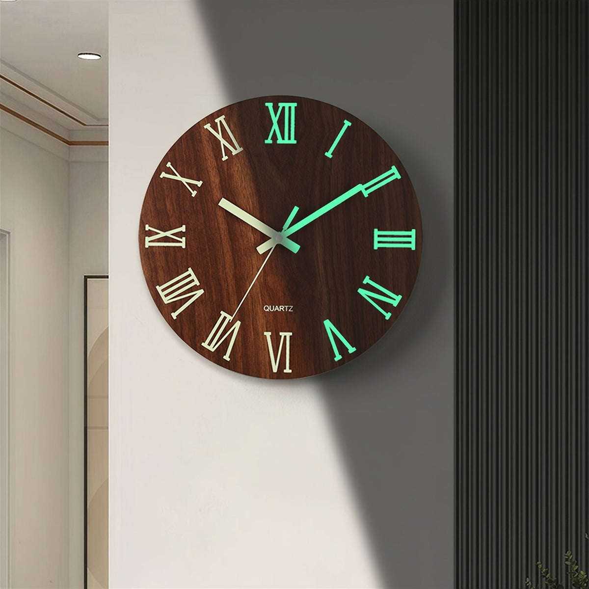 Walnut Glow-in-the-Dark Wall Clock