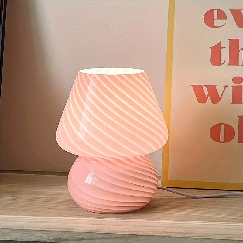 Murano-Style Swirl Glass Mushroom Lamp