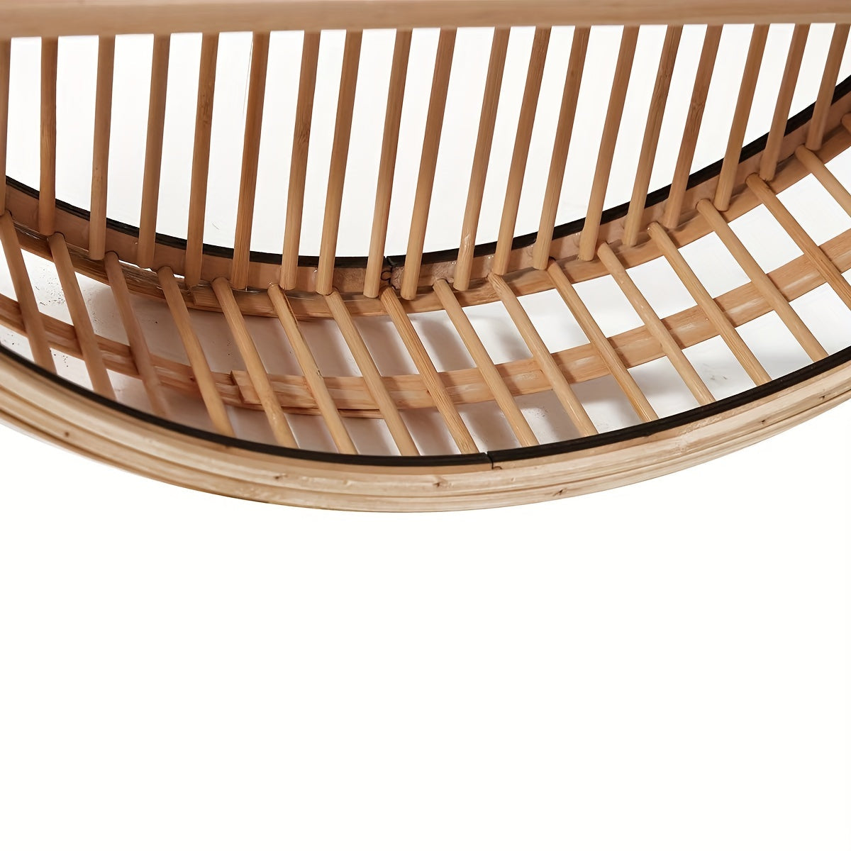 Round Bamboo Two-Tier Wall Shelf
