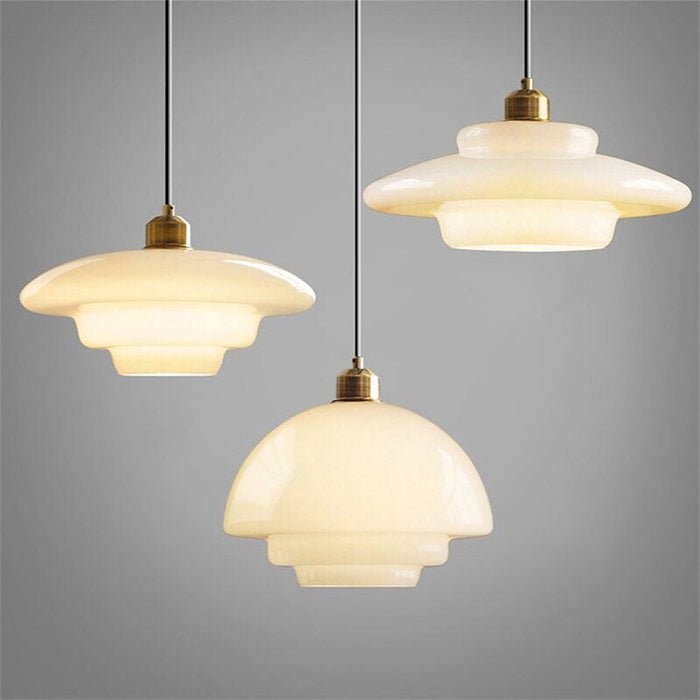 White Glass Mid-Century Pendant Light