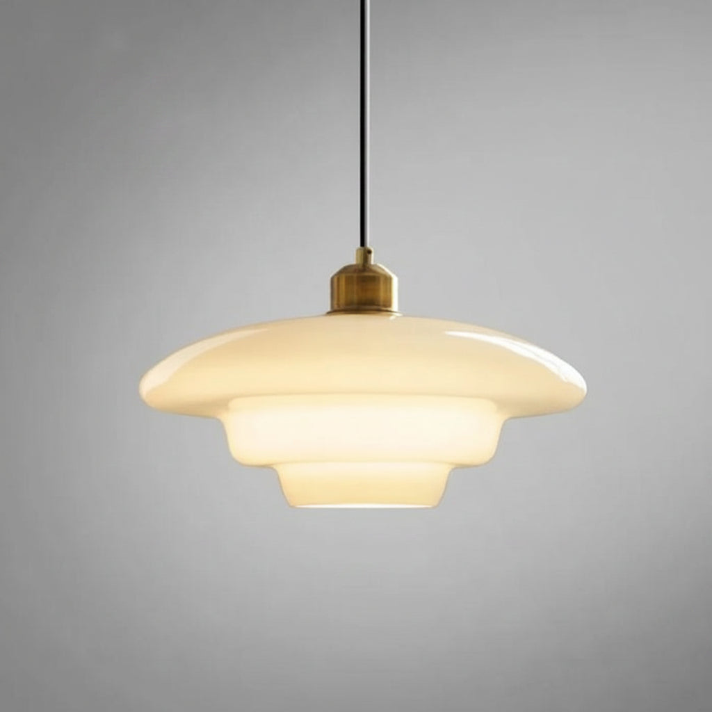 White Glass Mid-Century Pendant Light