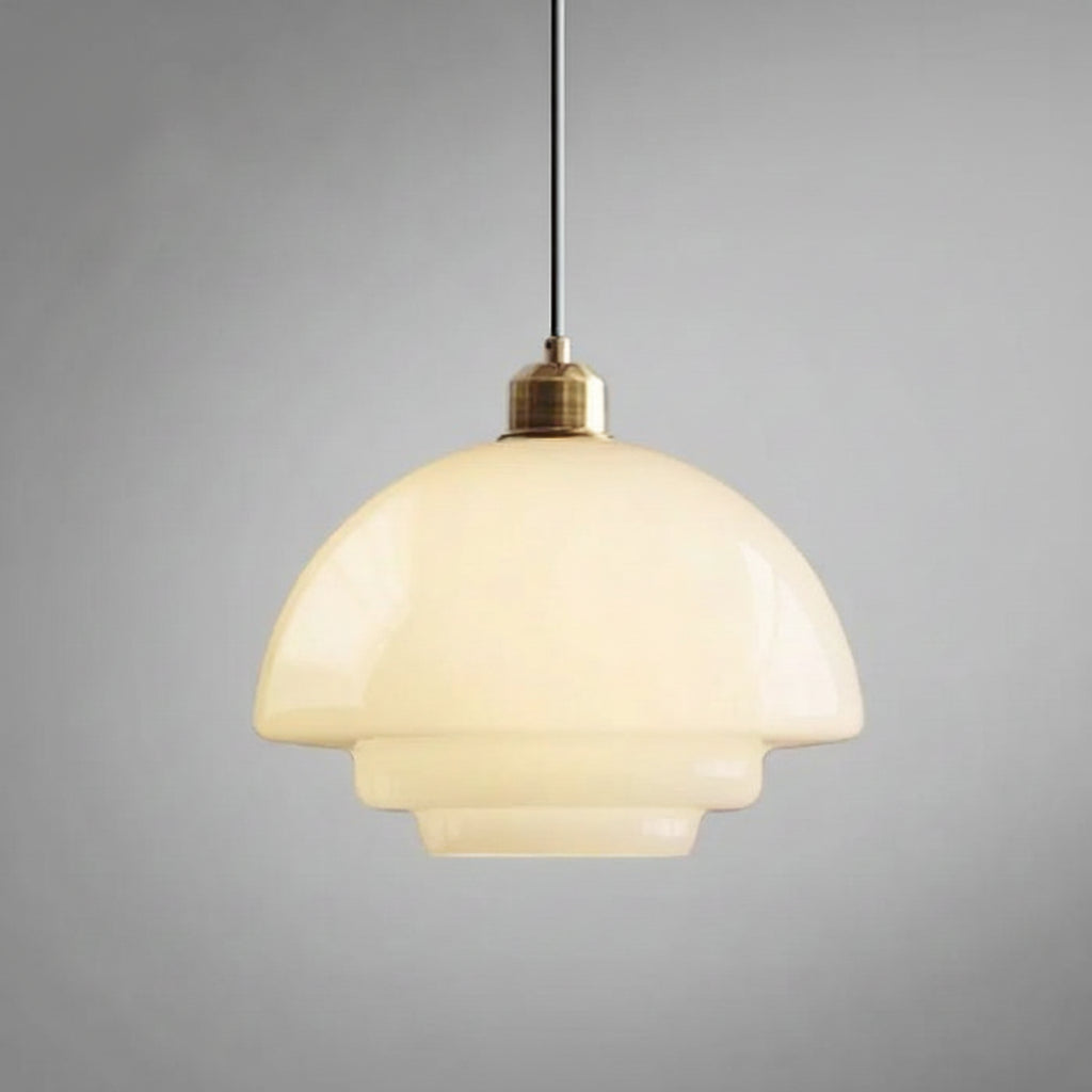 White Glass Mid-Century Pendant Light
