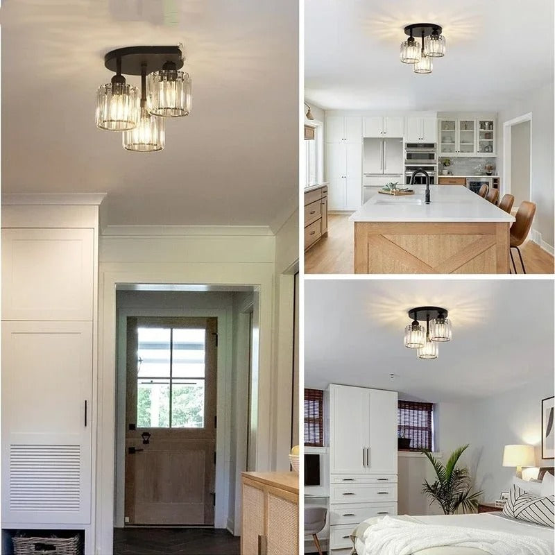 Gold Crystal 3-Light Ceiling Light