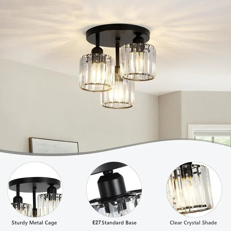 Gold Crystal 3-Light Ceiling Light