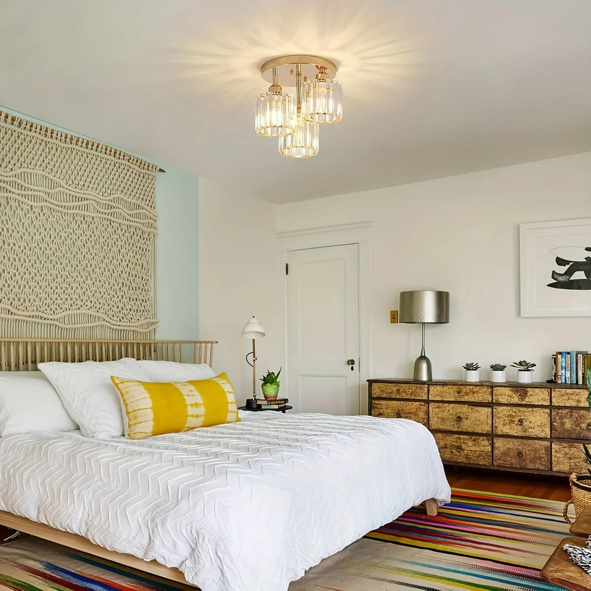 Gold Crystal 3-Light Ceiling Light