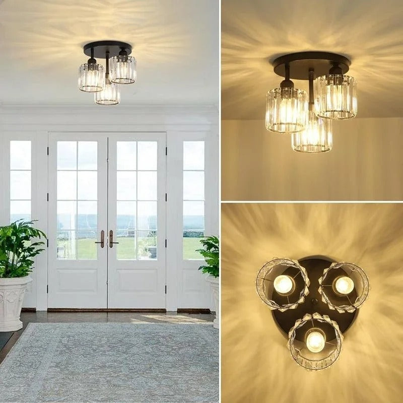 Gold Crystal 3-Light Ceiling Light