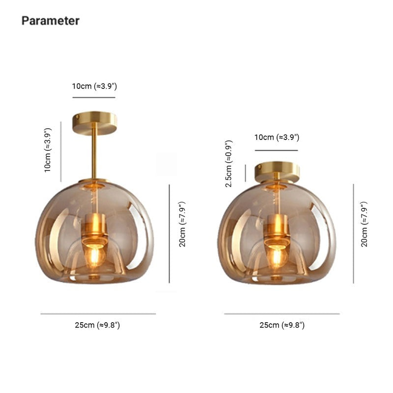 Vintage Amber Bubble Glass Ceiling Light
