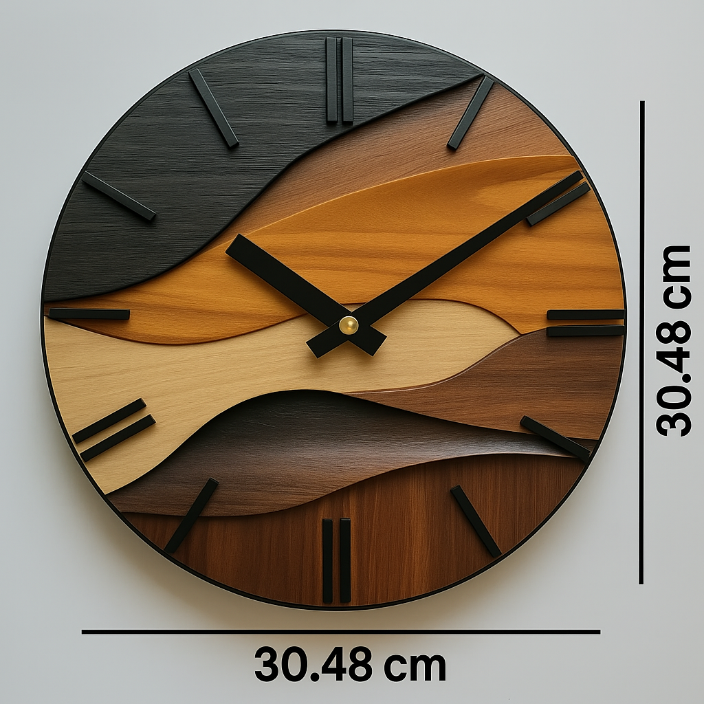 Artistic Faux Wood Grain Wall Clock