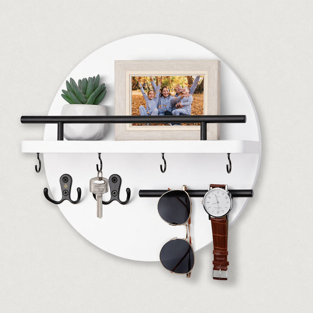 Round Wooden Key Holder Shelf